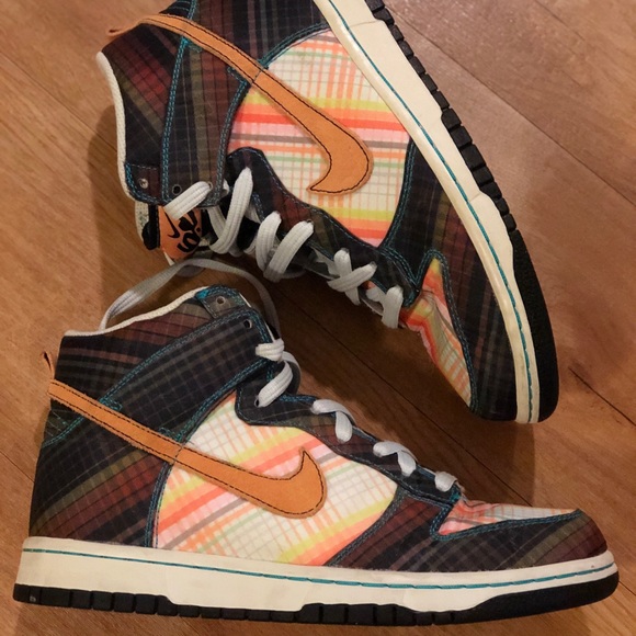 nike dunks high plaid